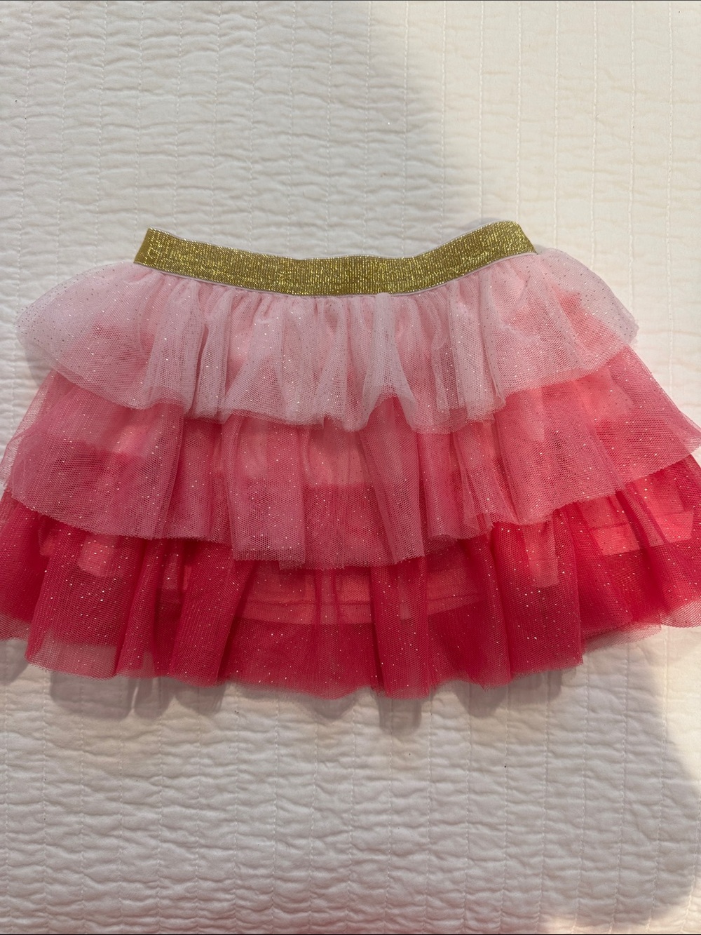 4t-6t Sweet Wink Girls Pink Ombre Layered Tulle Skirt with Gold Waistband
